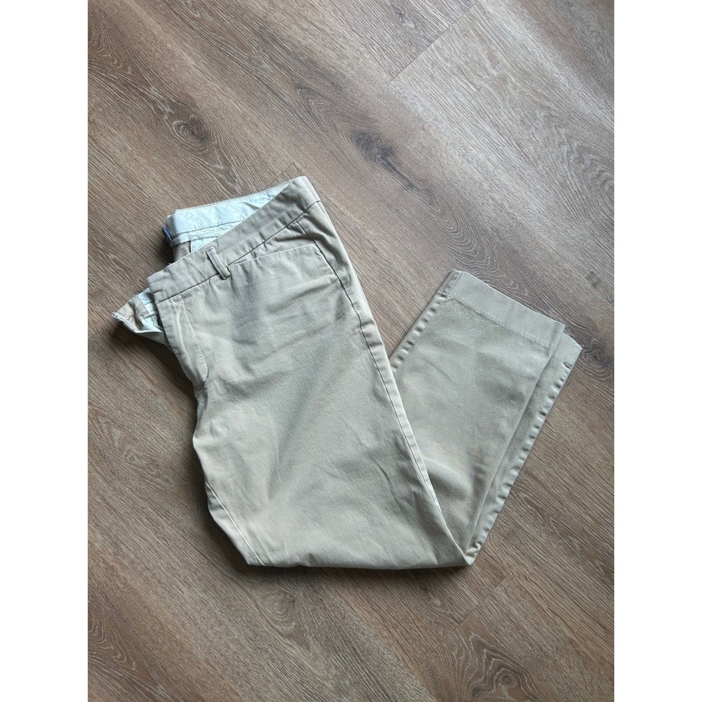 JCPenney Womens Khaki Chino Pants Size 32/14 Tan Straight Leg Cropped Trousers